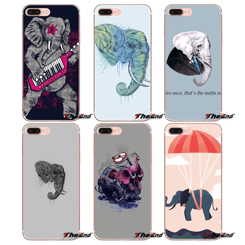 Для iPhone X 4 4S 5 5S 5C SE 6 6S 7 8 Plus Samsung Galaxy J1 J3 J5 J7 A3 A5 2016 2017 смешной слон прозрачный мягкий