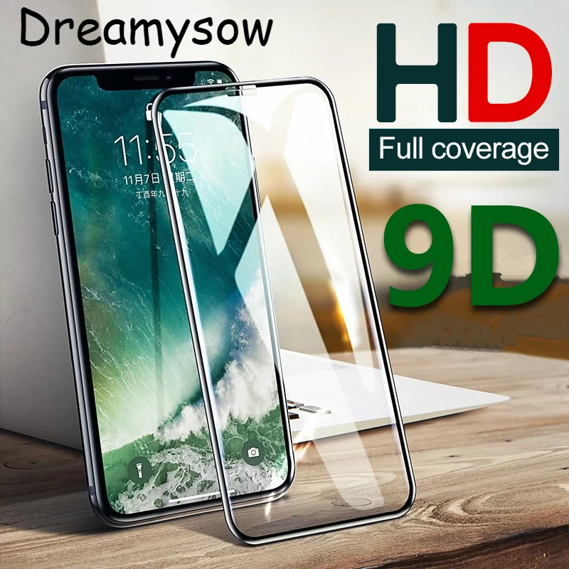 

9D Curved Screen Protector for iPhone 8 7 6 6s Plus XS Full Cover Tempered Glass on The for iPhone X XR XS Max 11 Pro Max