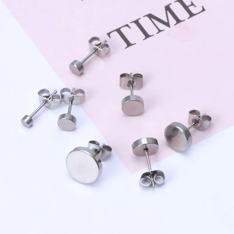 Набор круглых серег гвоздей из титана 7 шт. 3 10 мм|Серьги-гвоздики| |