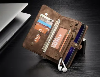 

Removable Back Cover Case 14 Slots Wallet for Samsung Galaxy S8 Metal Zipper and Button with Free Screen Protector for Galaxy S8
