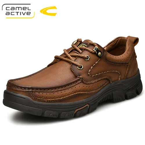 Camel/брендовая повседневная обувь для активного отдыха; мужские лоферы; мокасины; Мужская обувь из натуральной кожи для взрослых; сезон весна-осень; Мужская обувь; 1718 - Цвет: RED BROWN