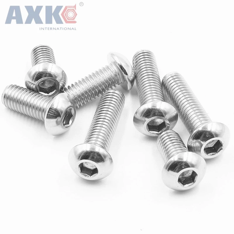 

AXK 100Pcs M3 SUS304 Silver Hex Socket Mushroom Head Screw M3*25mm Length 25mm