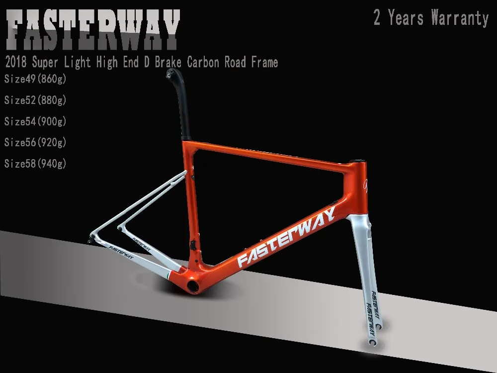 Cheap 2018 taiwan brand FASTERWAY classic Transparent orange sliver super light carbon frame road:Frameset+Seatpost+Fork+Clamp+Headset 0
