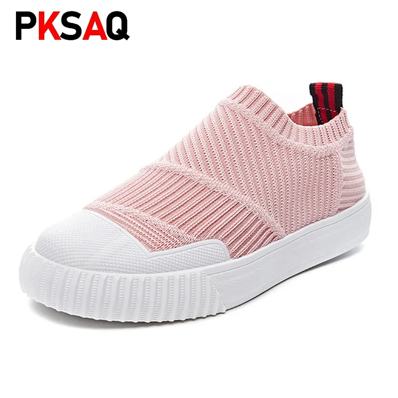 

2019 Women Sneakers Vulcanized Shoes Sock Sneaker Women Summer Slip on Flat Shoes Women Plus Size Loafers White Shoes