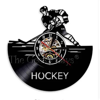 

Hockey Vinyl Record Wall Clock Modern Design Hockey Sport Game Wall Art 3D Stickers Vintage Vinyl Clocks Wall Watch Home Decor
