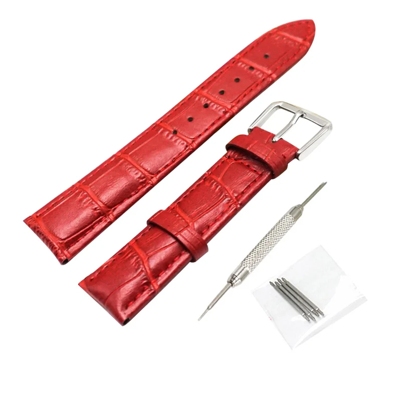 Ремешок для часов 20 мм Новые Кожаные Ремешки для наручных часов 14 мм, 16 мм, 18 мм, 20 мм, 22 мм Correa de reloj 20 женские часы J017-B - Цвет ремешка: Красный