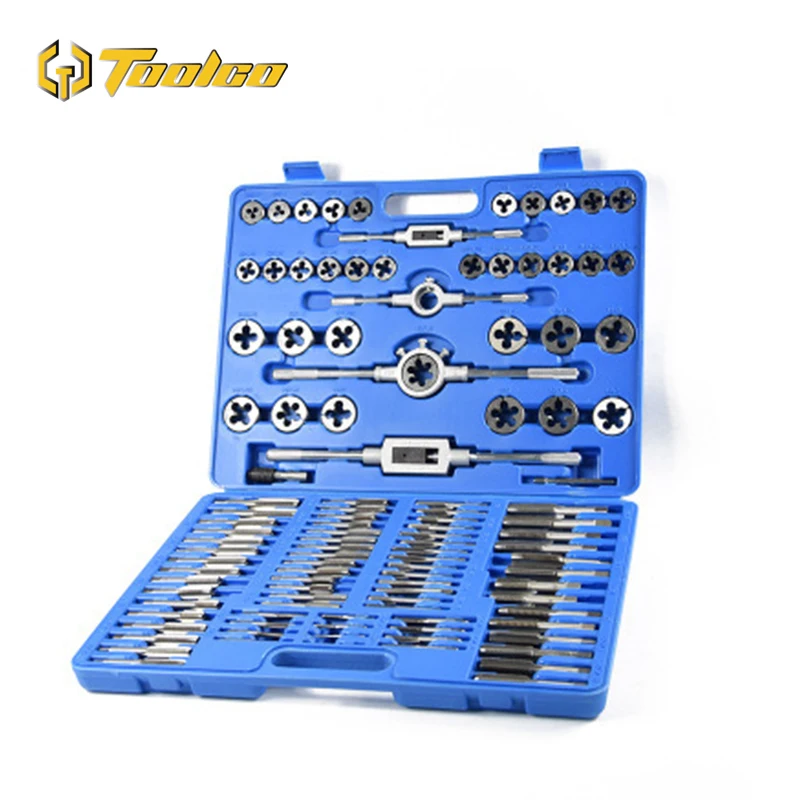 

110Pcs Tap & Die Set Durable Metric Tap Die Plug Drill Bits M2 - M18 Hand Tools Hand Screw Taps For Metalworking