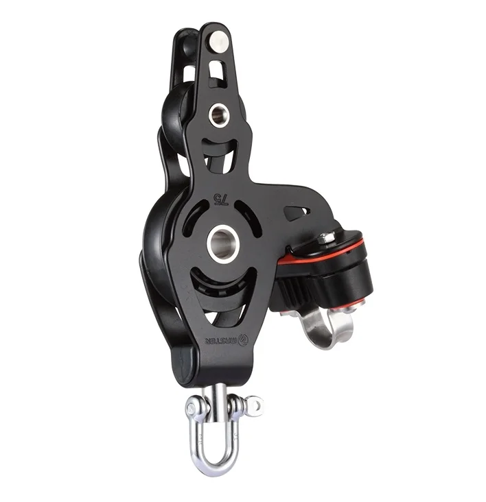 Marine Boat Sailboat Dinghy 75mm 2 15/16 Inch Aluminum Single Swivel Shackle Fiddle Becket AL Cleat Block Master ALC-7522F