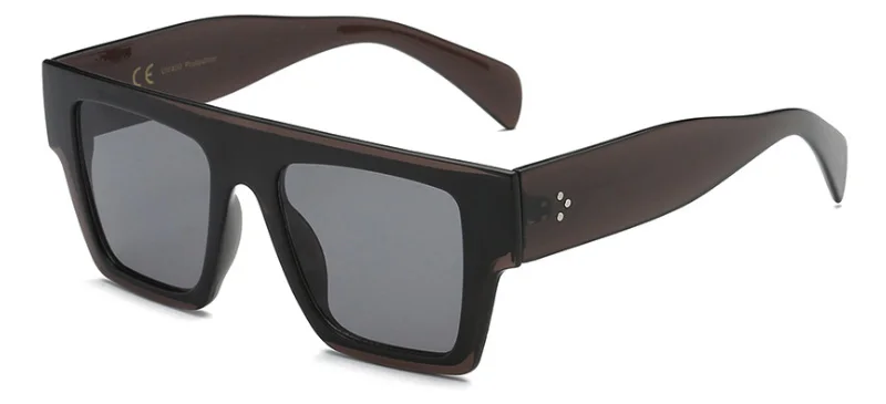 RunBird, плоский верх, большие квадратные солнцезащитные очки для женщин, фирменный дизайн, украшение, градиентные оттенки, черные, красные солнцезащитные очки для мужчин, 5357 - Цвет линз: Серый
