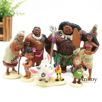 

Moana Princess Moana Maui Waialik HeiHei Moana Adventure Pack Children Toys Kids Gift 10pcs/set 5-10cm KT4636