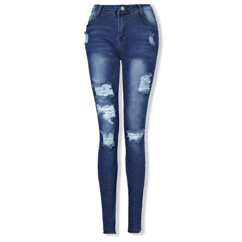 

Women's Denim Ripped Jeans Casual Slim Skinny Plus Size 2XL Jeans Distrressed Fashion Women Denim Pants