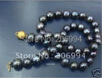 Потрясающие 8-9 мм чёрный пресноводный жемчуг ожерелье 1" Жемчужные ювелирные изделия, подарок