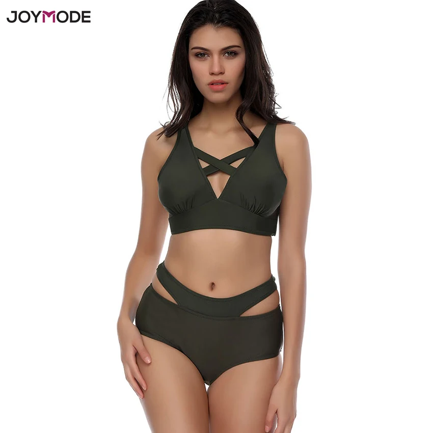 Сексуальный бандажный черный комплект бикини JOYMODE из двух предметов женский