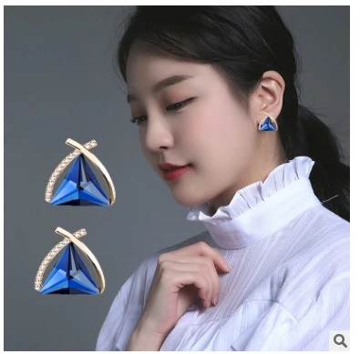 

hypoallergenic Female Crystal AAA Zircon Stud Earrings Luxury Small 925 Silver Double Earrings For Women Vintage Party Wedding