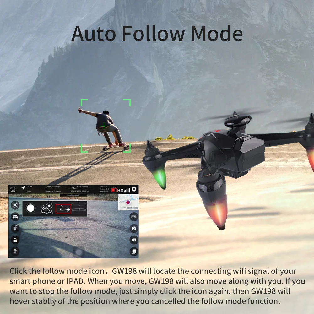 Global Drone Ray Professional GPS Drone with 5G WiFi FPV Camera Follow Me Quadrocopter Brushless RC Dron VS X198 X183