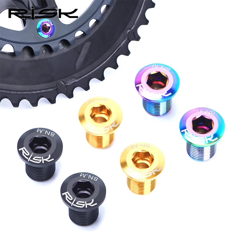 

RISK M8x10 Titanium Crankset Screw Road Bike UT6800 Tooth Plate DA Double-disc Chain Wheel Fixed Bolt Bicycle Parts