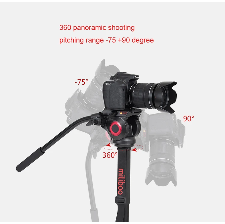 Miliboo алюминиевый карбоновый портативный монопод с жидкой головкой для камеры Профессиональный штатив для видеокамеры/DSLR видео Стенд максимальная высота 187 см