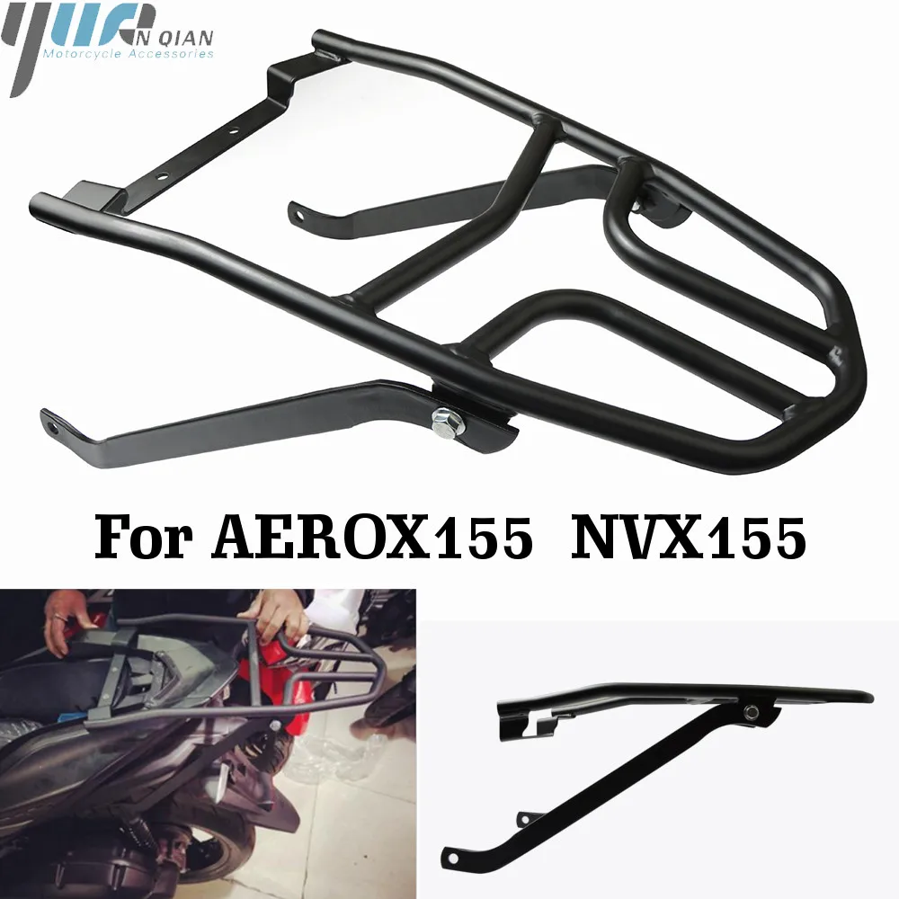 

Black Iron Cargo Shelf Brackets Rear Carrier Rear Fender Rack Tool Luggage Holder Saddlebag Support For Yamaha NVX 155 AEROX 155