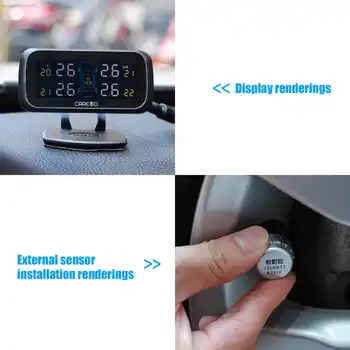 TPMS Car electronics Wireless Tire Pressure Monitoring System with External Replaceable Battery Sensors LCD Display CAREUD U903