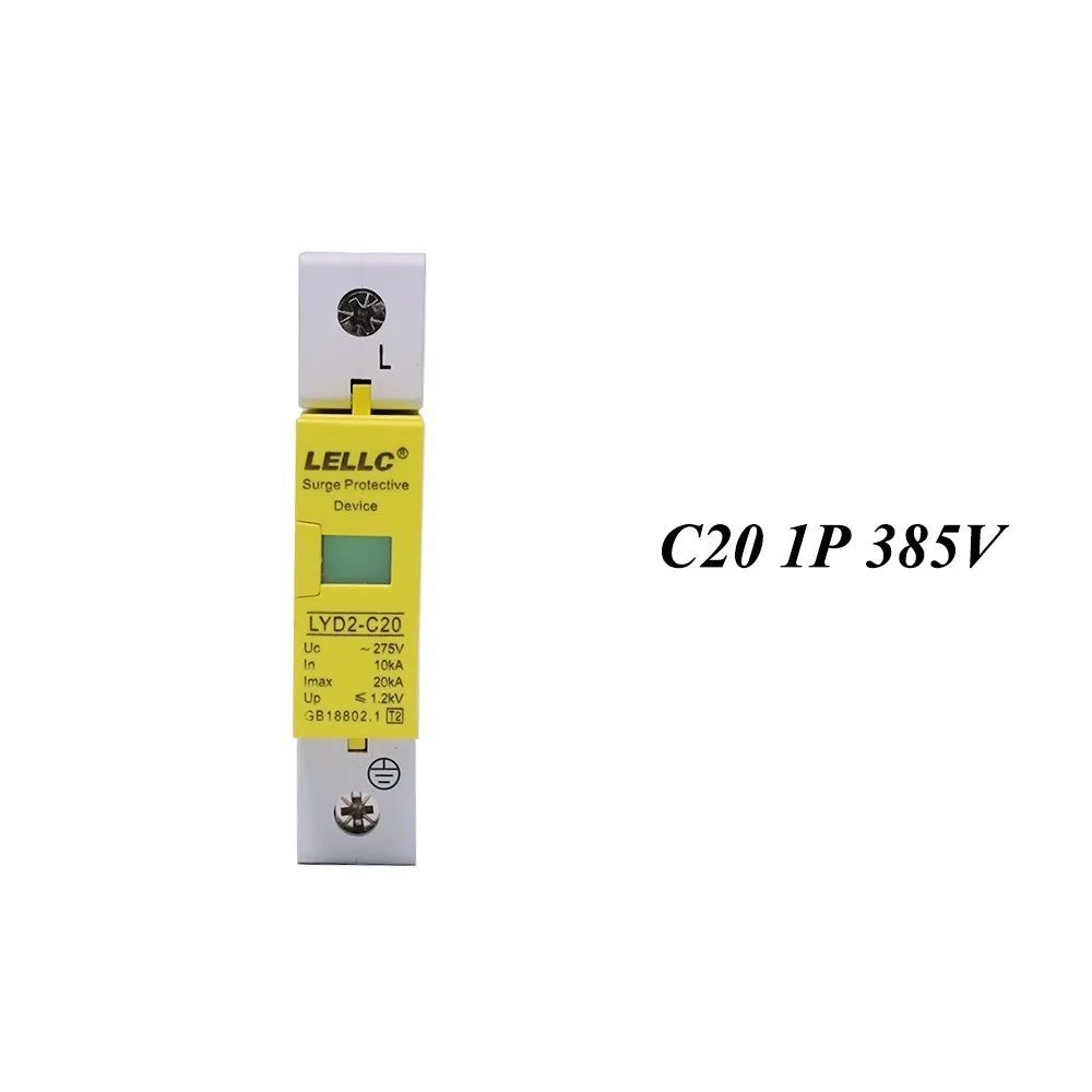Hot sale C20-1P 10KA~20KA ~385V AC SPD House Surge Protector Protective Low-voltage Arrester Device Lightning protection | Обустройство
