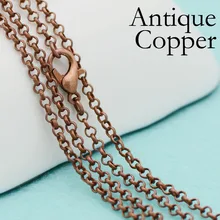 50 pcs - 18/24/30 Inch Rolo Chain Necklace, Antique Copper Necklace Chain, Copper Link Necklace, Antique Copper Chain Necklace 50 pcs 18 and 24 antique copper chain antique copper box chain necklace 2mm snake chain necklace cube chain
