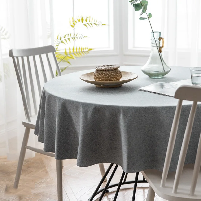  100% Polyester American Style Tablecloths Thick Solid Color Tablecloth Home Decorative Round Table 