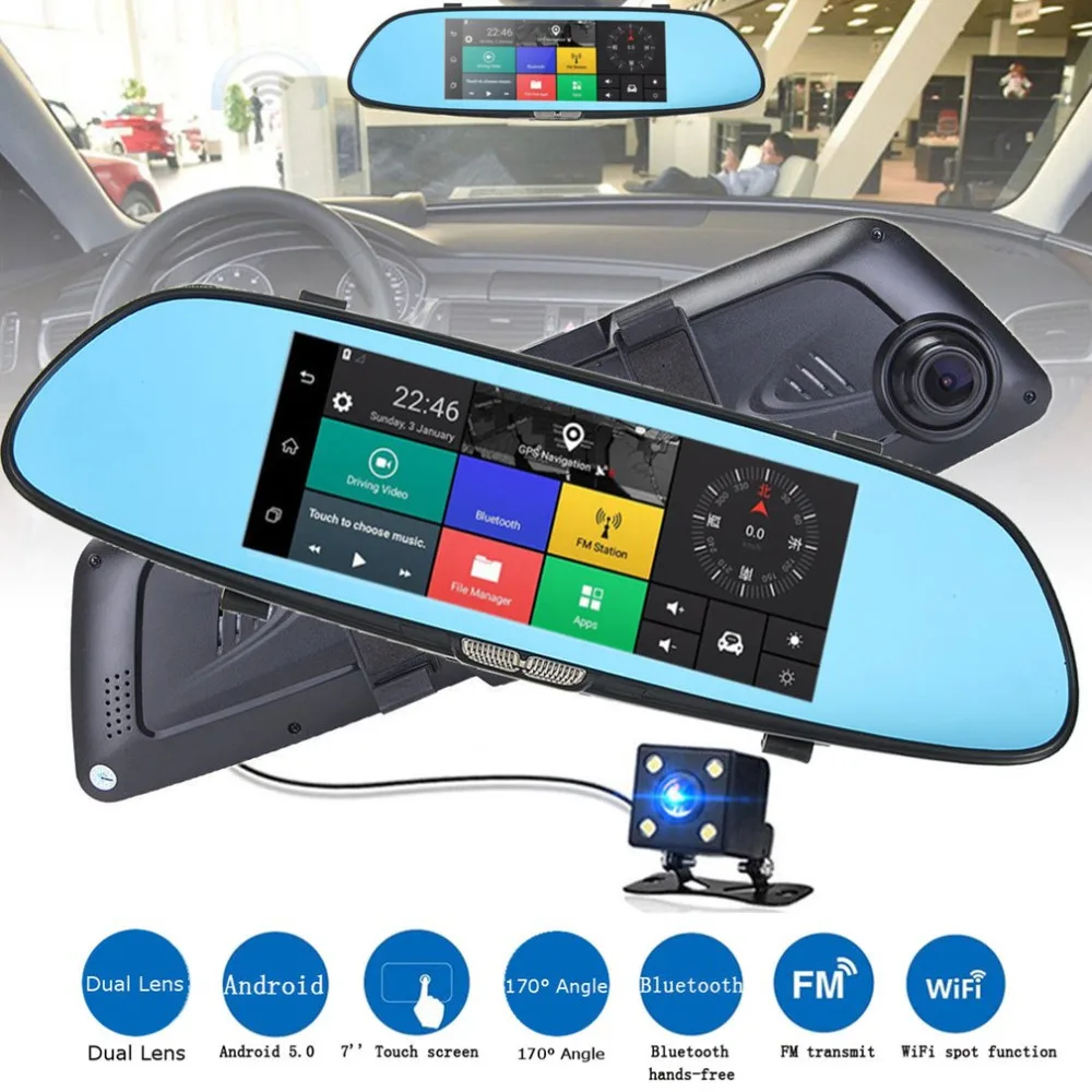 

HD 1080P 7 inch Screen Display Video Recorder G-sensor Dash Cam Rearview Mirror Camera DVR Car Driving Recorder