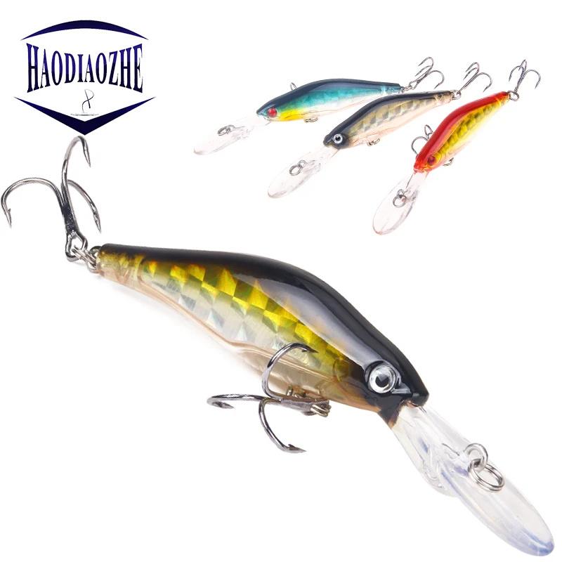 

HAODIAOZHE Minnow Lure Artificial Baits Topwater Floating Wobbler Laser Skin Swimbait Trolling Pike Carp Fishing Crankbait YU247