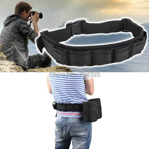Multifunction Adjustable Camera Waist Belt Strap Pocket for Lens Bag