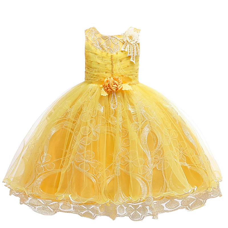 Fiesta/бальное платье принцессы для маленьких девочек кружевное платье с цветочным узором для девочек на свадьбу, платье для выпускного вечера детская одежда детские праздничные платья