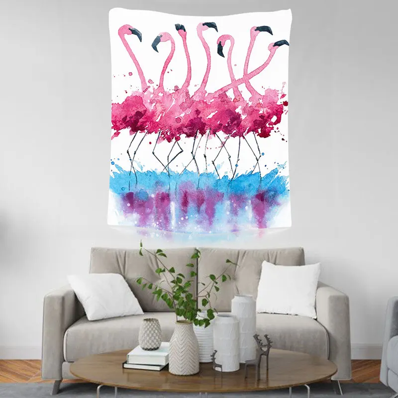 Nordic Flamingo Tapestry Bird Wall hanging Tapestries Home Decor Beach Towel Yoga Mat Picnic Blanket Table Cloth Girls Gift - Цвет: Красное вино