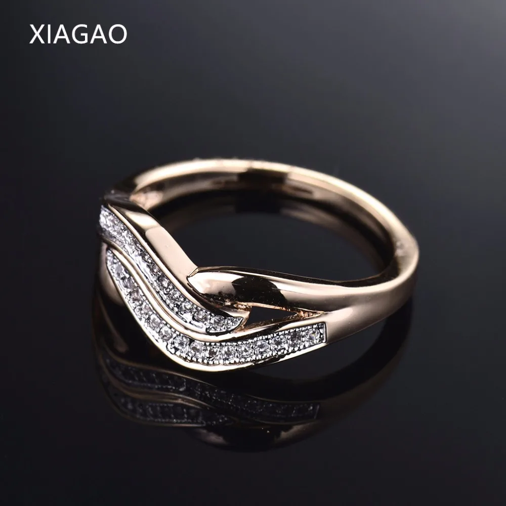 Женское кольцо с фианитом XIAGAO Золотое в стиле ретро фианитом|wedding rings for women|wedding