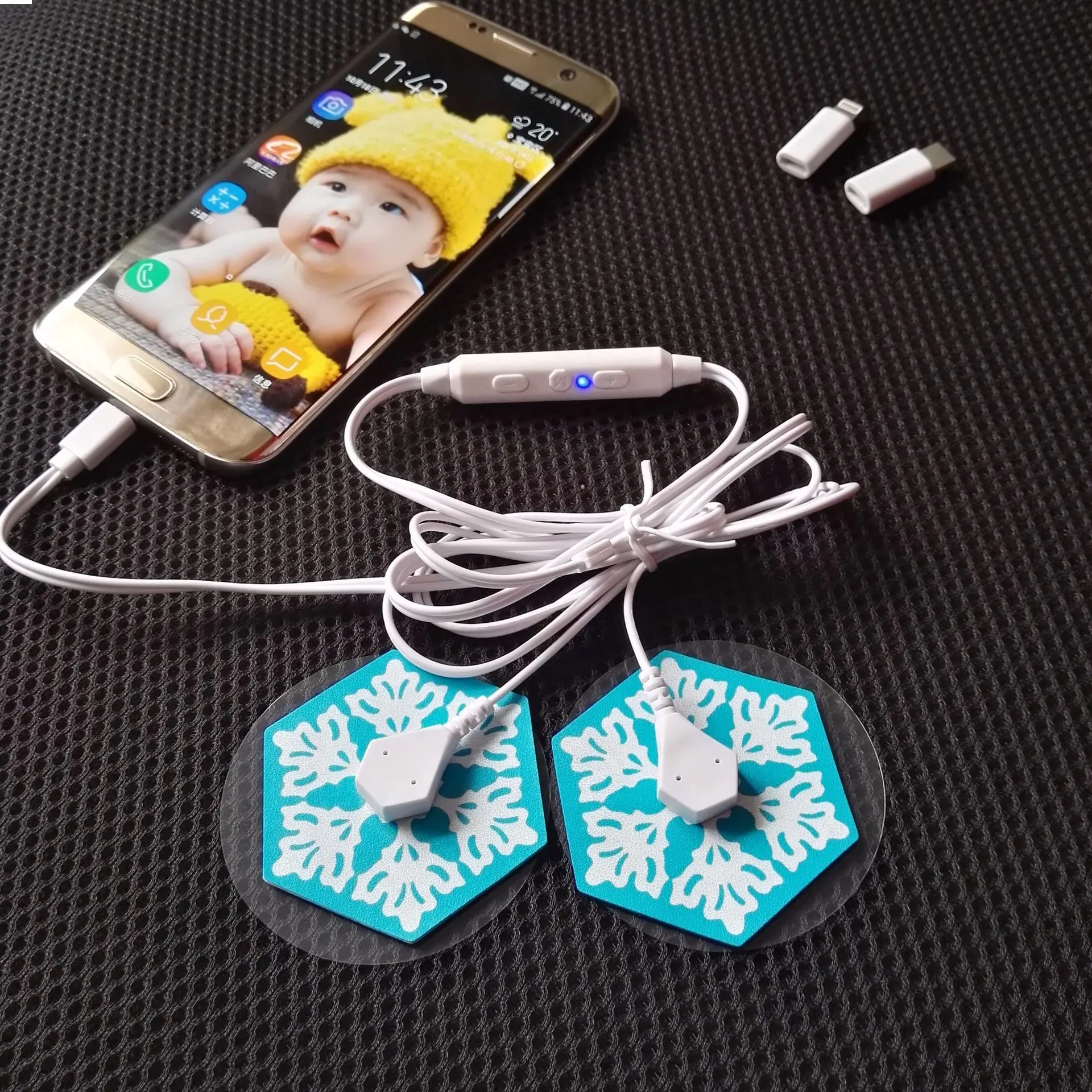 

Portable EMS Pulse Massager Phone Massage Whole Body Pain Relief Relaxation 2 Massage Patches Match with iOS Android USB Devices