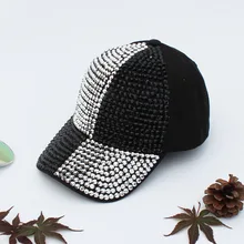 Модная черная/белая блестящая бейсбольная кепка со стразами с шипами, модные шапки для женщин, влюбленных, регулируемые бейсбольные кепки
