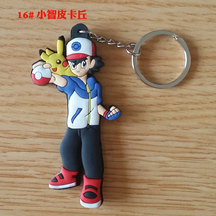 Pocket Monster cartoon PVC de doble cara llavero Bulbasaur Ketchum cosplay Anime silicona para llaves encanto llavero joyería
