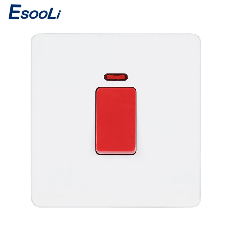 Esooli UK standard 20A/45A переключатель водонагревателя с неоновым светодиодный индикатор двухполюсный выключатель питания AC Air cooker переключатель