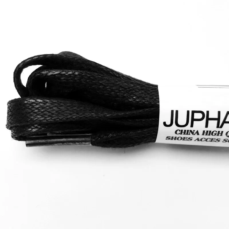 JUP1-12 Pair Black New Coming 100% Cotton Waxing Shoelace Flat Cotton Top Children Sneakers Boots Climbing Colorful Unisex Laces