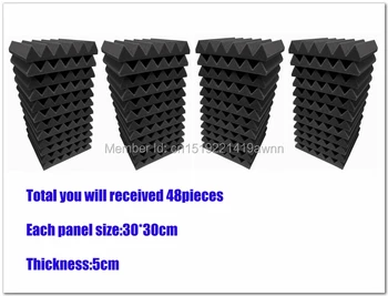 

Fast Shipping New 48pieces black color 30*30*5cm Acoustic Wedge Studio Soundproofing Foam Soundproof foam acoustic foam in stock