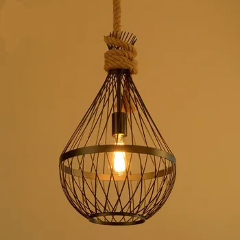 

American Pendant Lights country vintage clothing store one mesh rope single head pendant lamp simple creative restaurant LU80240