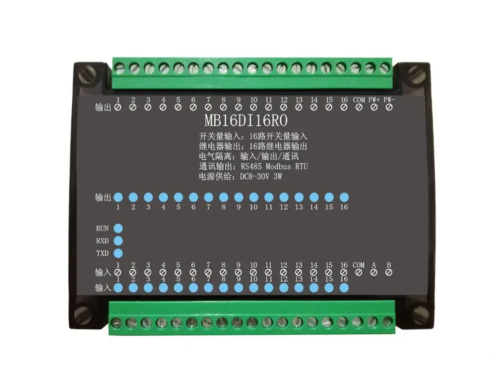 

16 channel digital isolation input 16 relay isolation output collection control RS485Modbus module.