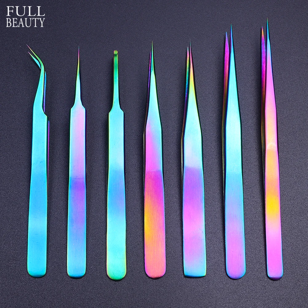 

7 pcs/Set Chameleon Eyebrow Tweezers Stainless Steel Curved Straight Tip Nail Nipper Precision Tweezers Picker Tools CHNB01-07-2
