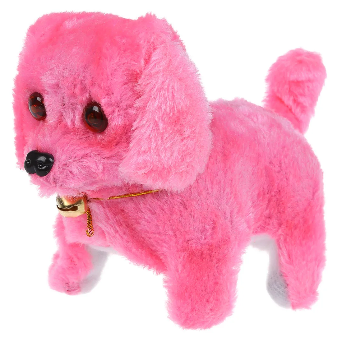 

New Cute Pink Plush Neck Bell Walking Barking Electronic Dog Kids Child Toy Gift
