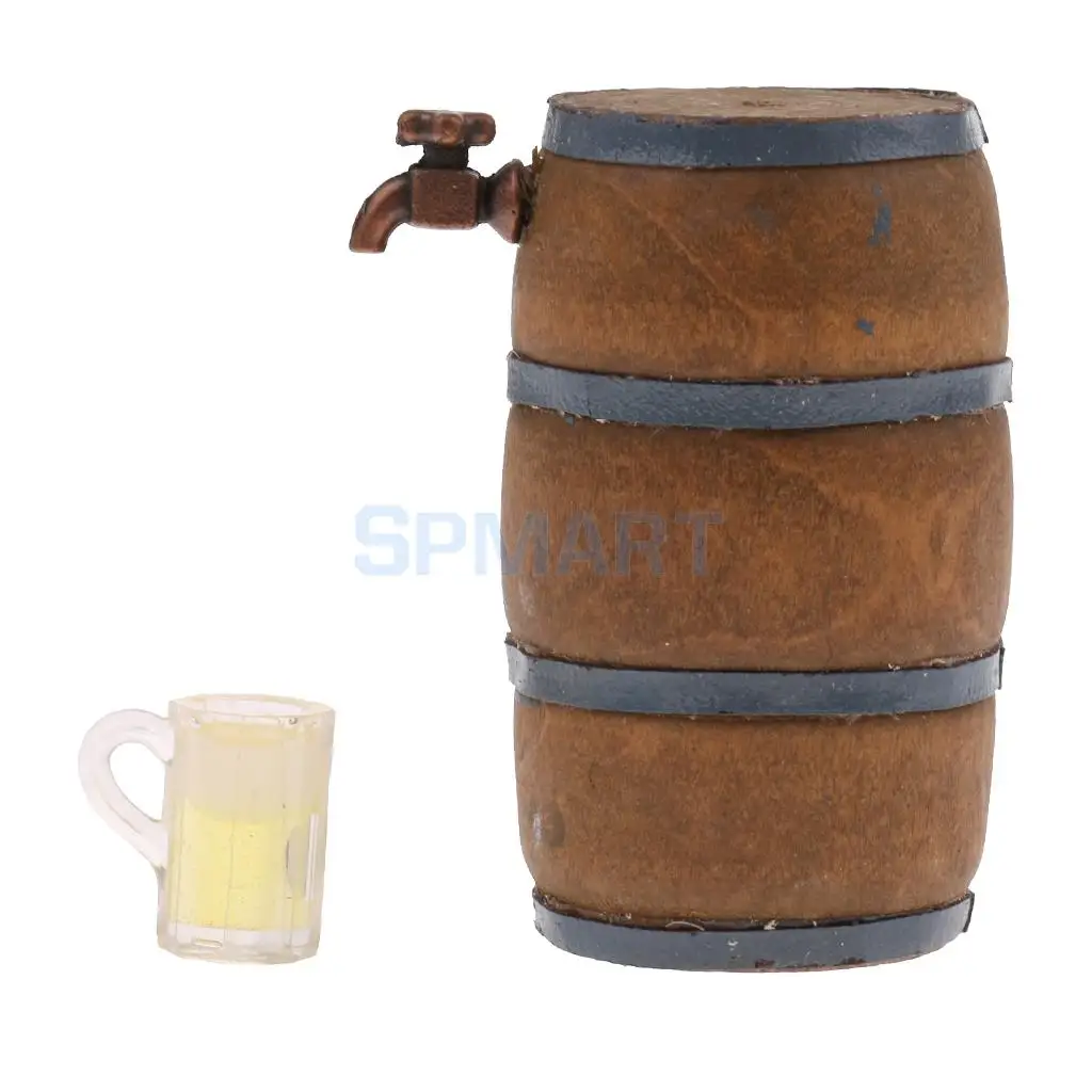 112 Scale Dollhouse Miniature Beer Barrel Beer Cask Beer Keg and Wine