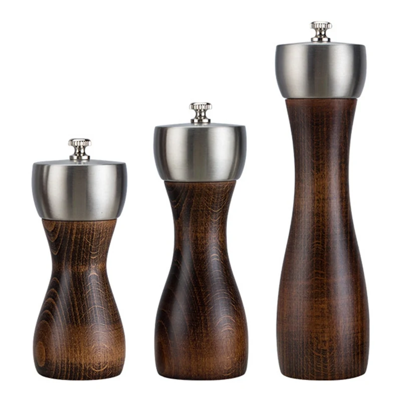 

1Pcs Premium Wooden Pepper Mill - precision carbon steel Rotor Use for peppercorn, sea salt, black pepper and more