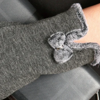 

Top Sell Fashion Women Gloves Autumn Winter Cute Bow Warm warmer Mitts Full Finger Mittens Women Cashmere Female Gloves