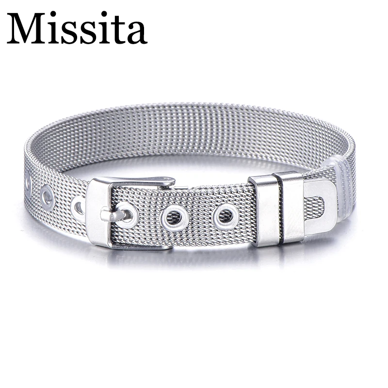 

Cuteeco Hot Sale Silver Color 10mm Stainless Steel Mesh Bracelet Fits Pan Bracelet For Women Party Bar Jewelry Gifts