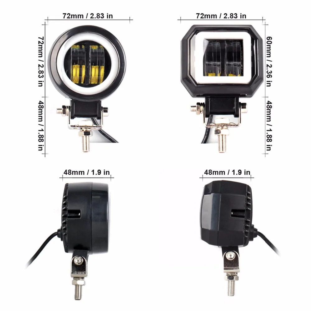 3 дюймов 20 Вт круглый квадратный Точечный светильник внедорожный светодиодный рабочий светильник бар для мотоцикла Грузовик внедорожник ATV дальнего света светильник s 12V 24V