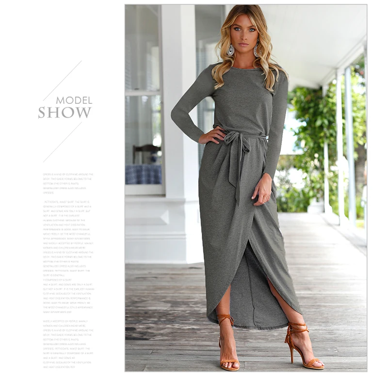 Autumn Bodycon Dress Women Sexy Split Bandage Long Sleeve Plus Size Casual Vestidos Mujer 2018 Maxi Asymmetrical O-neck Dresses  (25)