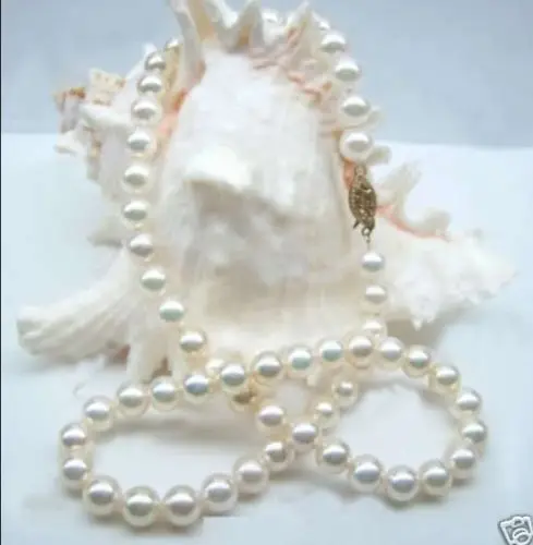 

Jew3112 Natural AAA 7-8MM White Akoya Cultured Pearl Necklace NEW