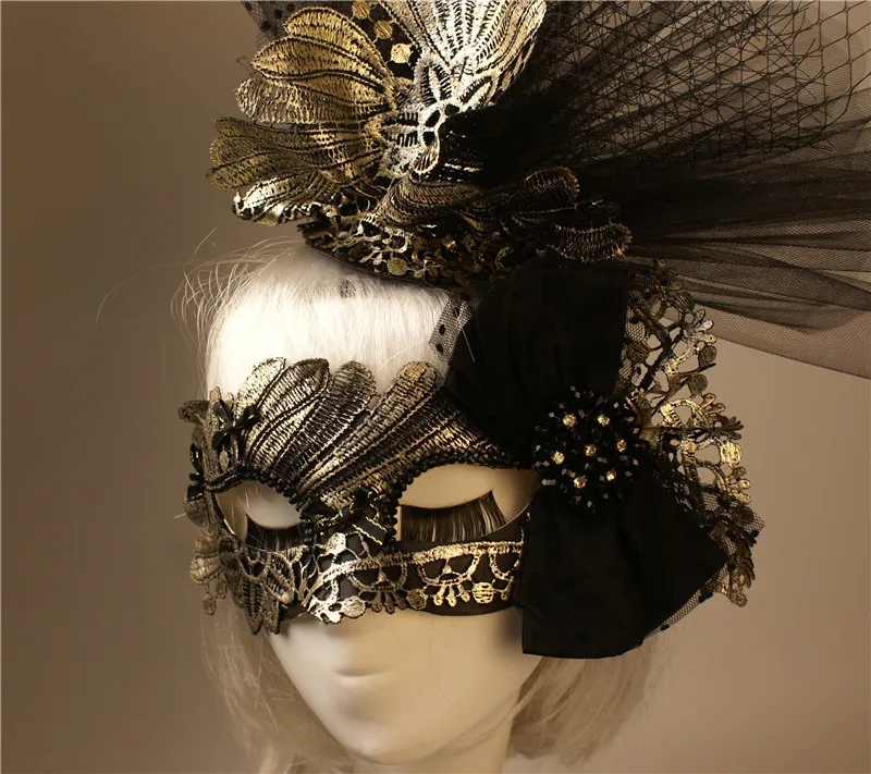

Exaggerated headdress mask beauty flamboyant half face Halloween Venetian party ballroom banquet mask